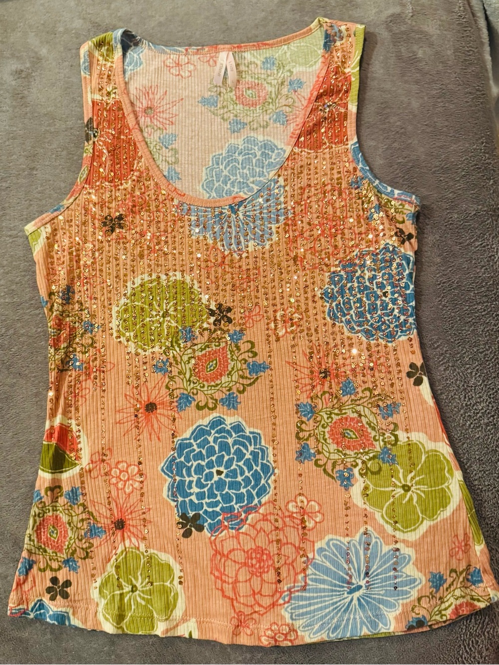 Floral Sequin Scoop Tank